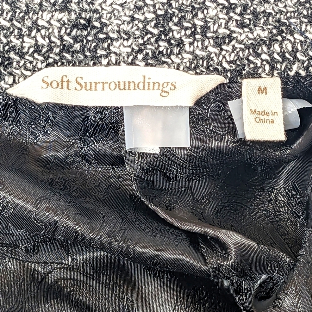 Soft Surroundings St. James Gray and Black Knit Open Front Cardigan Size Medium - Picture 7 of 9